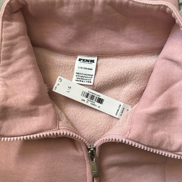 VS PINK Ivy Fleece Full-Zip Sweatshirt Large Wanna Be Pink NEW - Picture 3 of 6